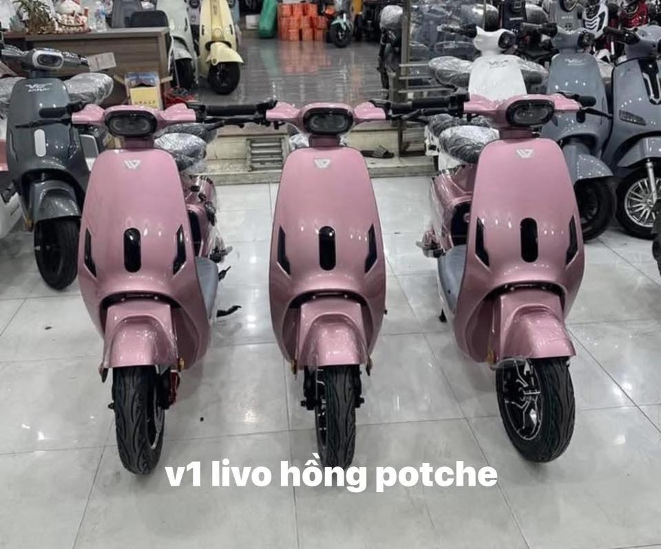 xe v1 plus livo màu hồng porsche